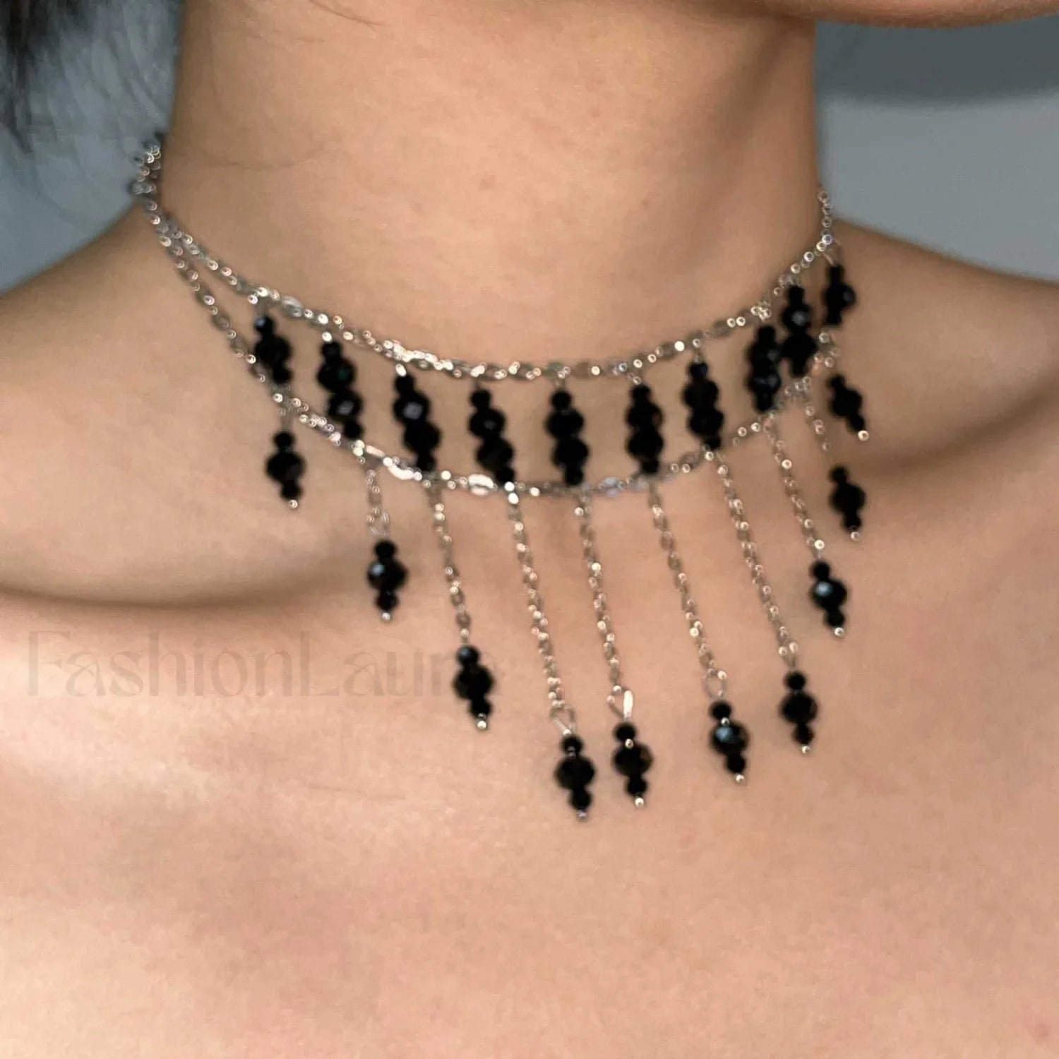 Gothic Black Design Choker Original Tassel Necklace