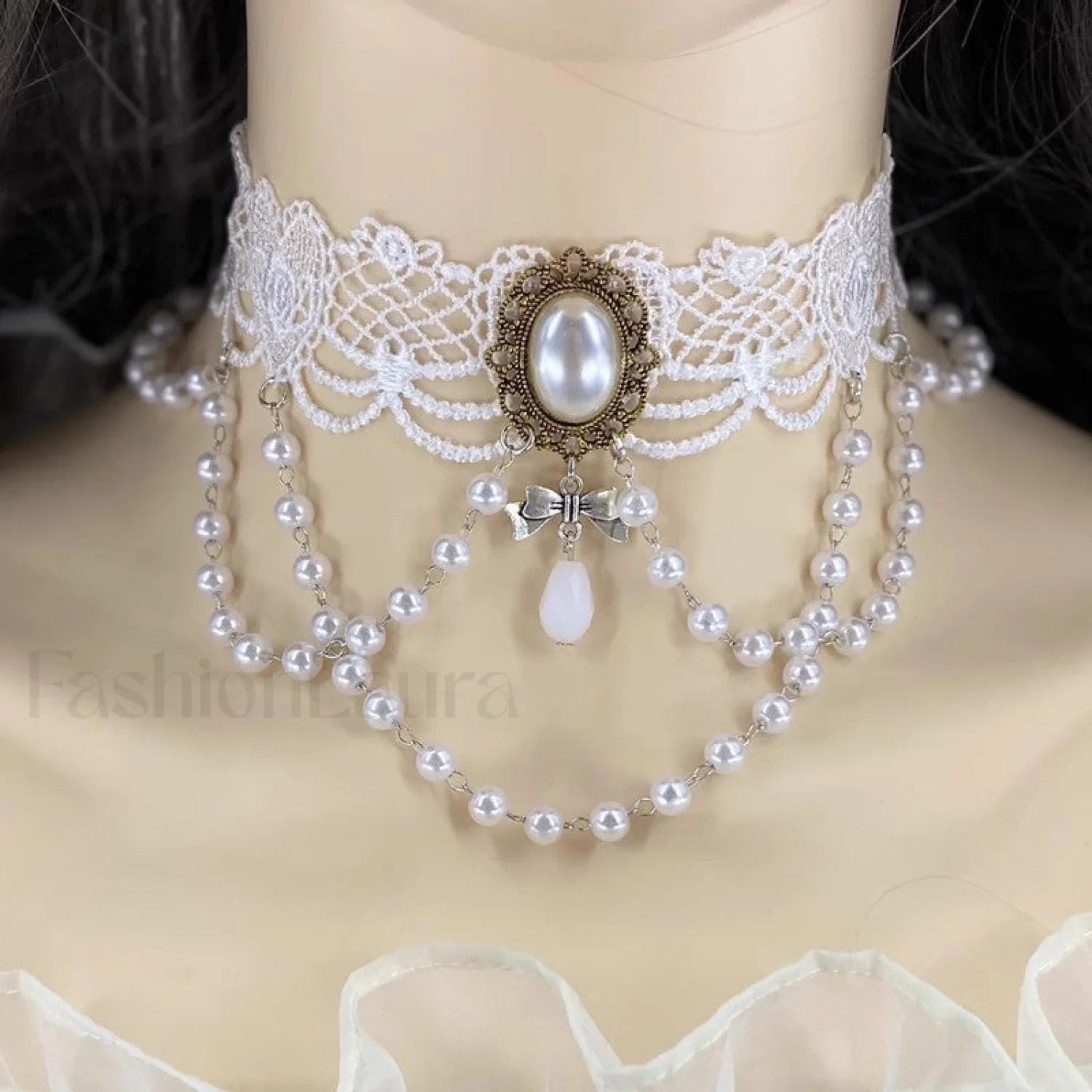 Gothic Retro Black Lace Tassel Collar Choker Necklace