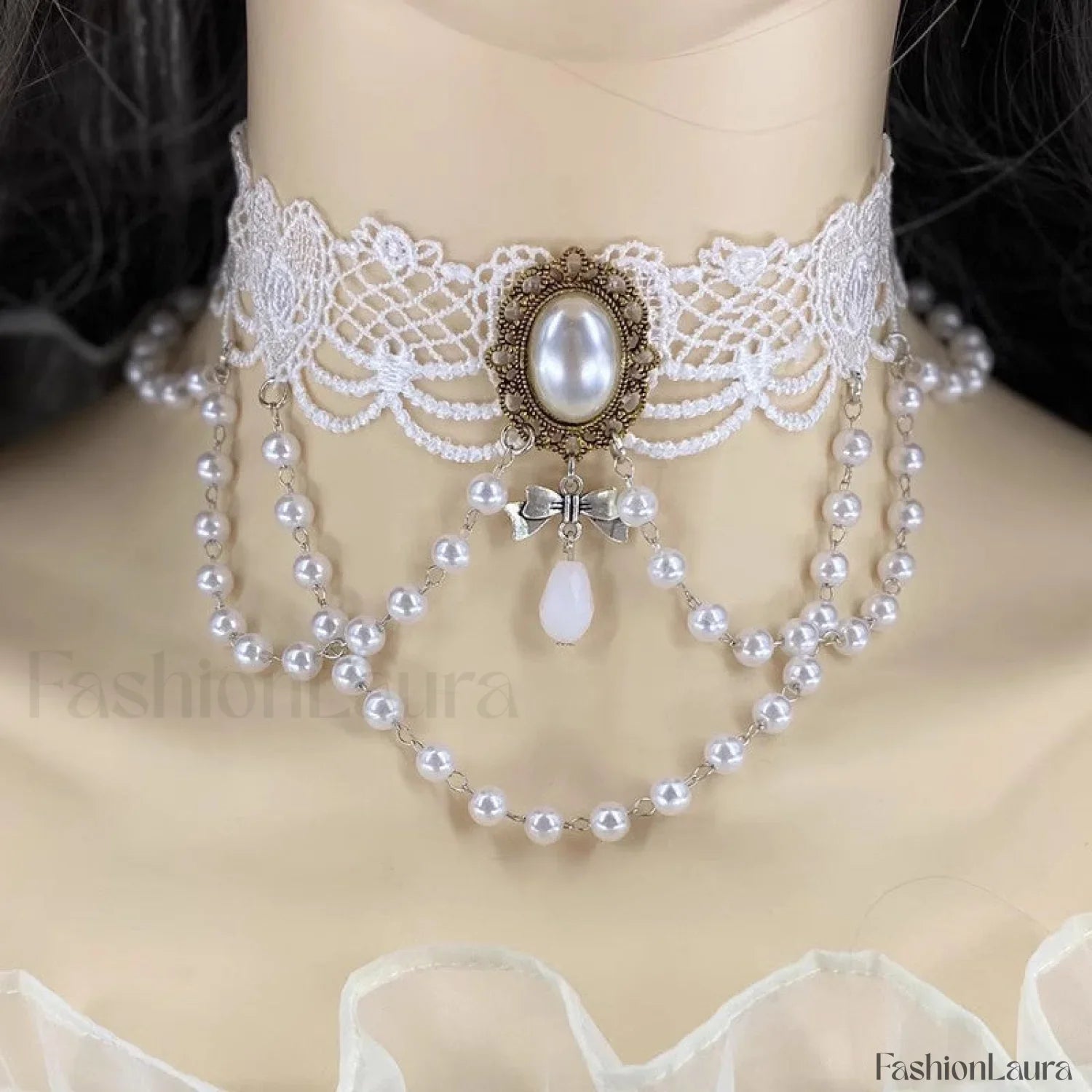 Gothic Retro Black Lace Tassel Collar Choker Necklace