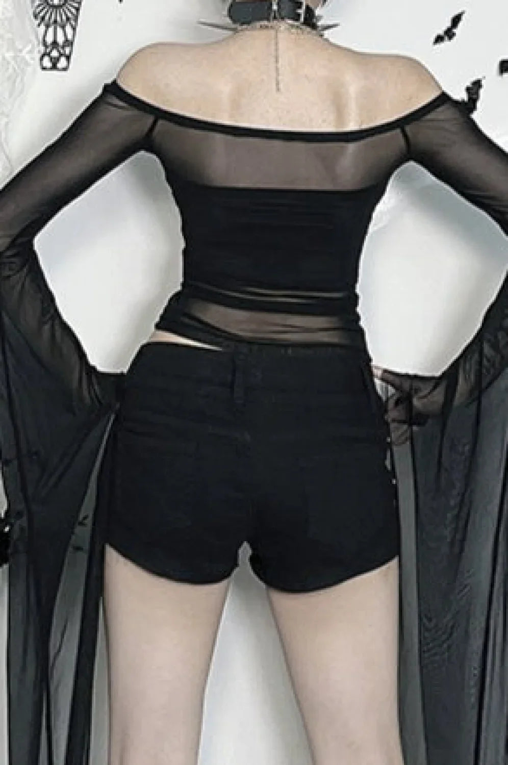 Gothic Rhinestone Cross Mesh T-Shirt