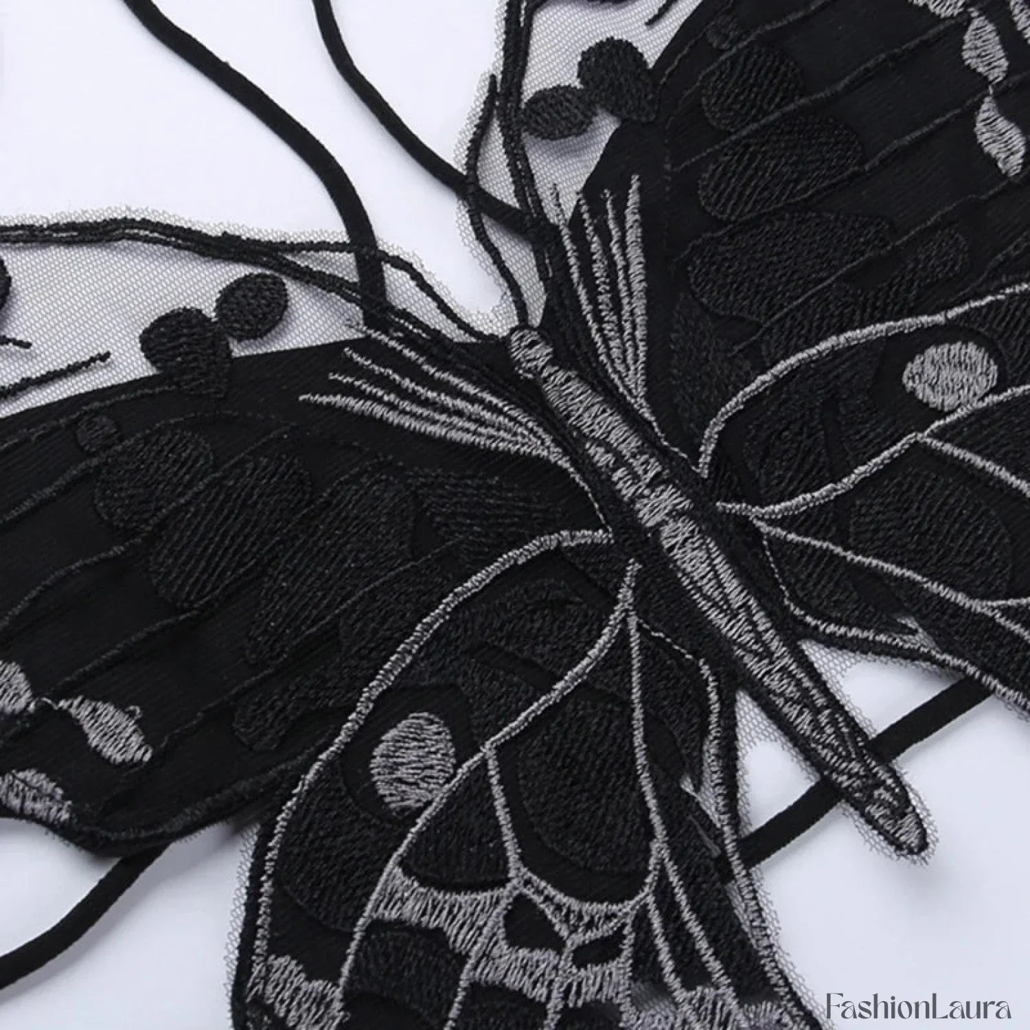 Gothic Sexy Crop Halter Black Strappy Butterfly-Shape Backless Top