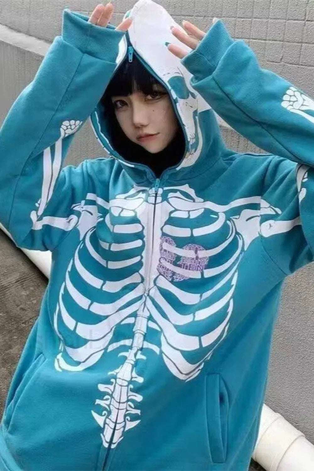 Gothic Skeleton Zipper Hoodie