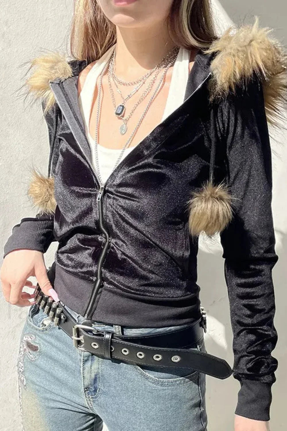 Gothic Velvet Zip Up Hoodie