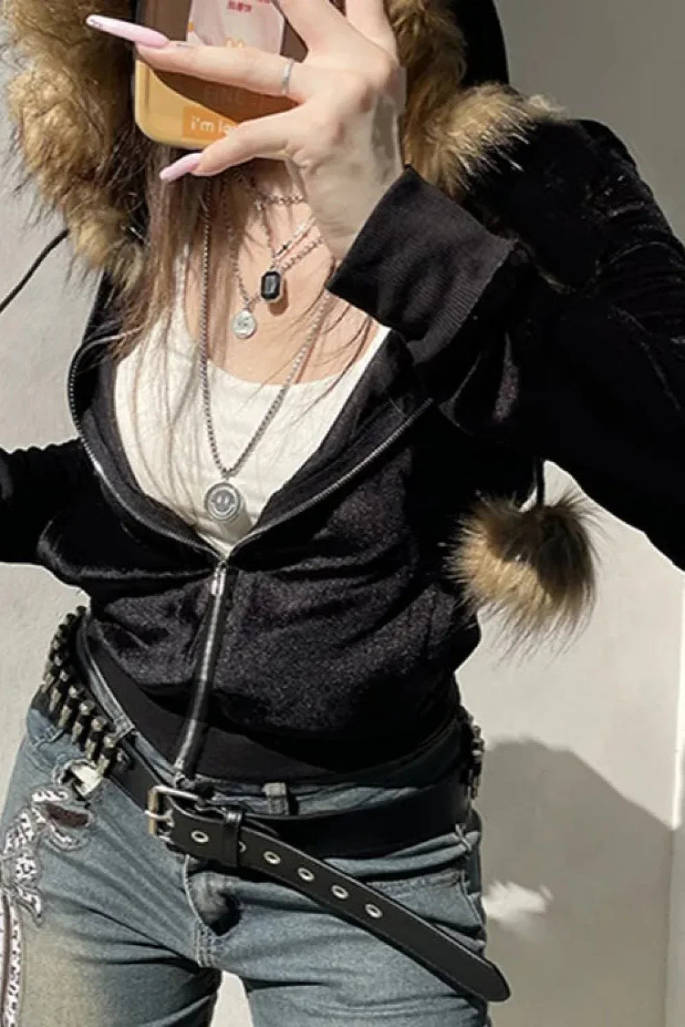 Gothic Velvet Zip Up Hoodie