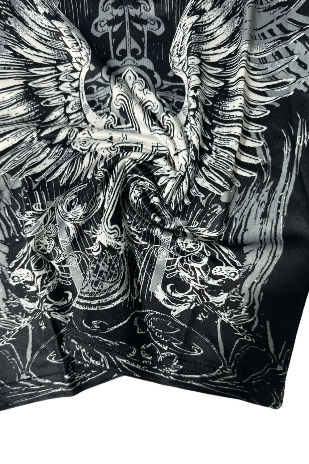 Gothic Wing Print V-Neck T-Shirt