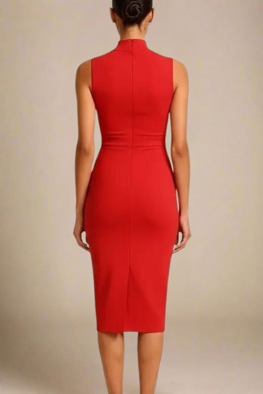Grace Bandage Midi Dress - Lipstick Red