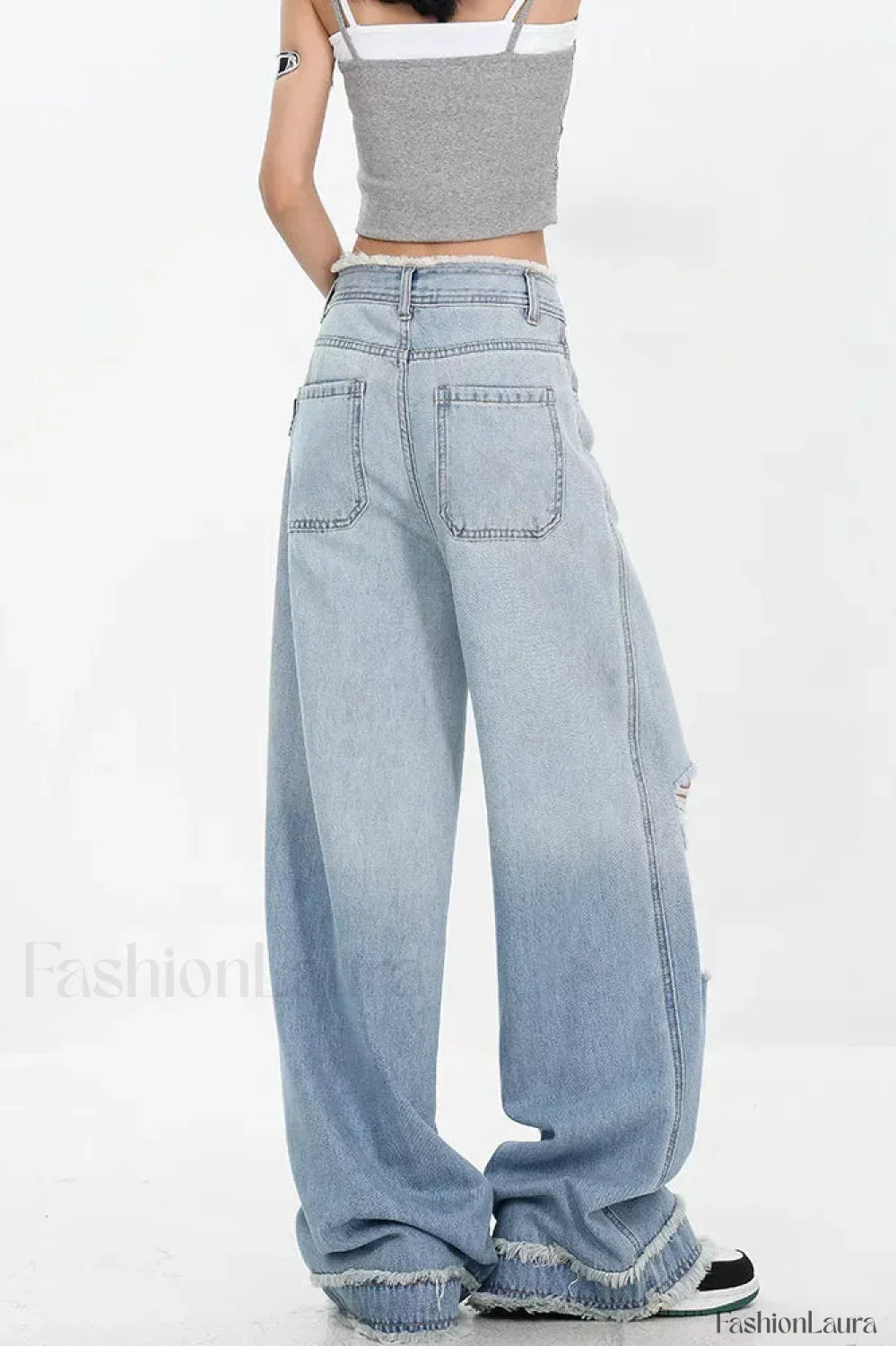 Gradient Ripped Straight Leg Jeans