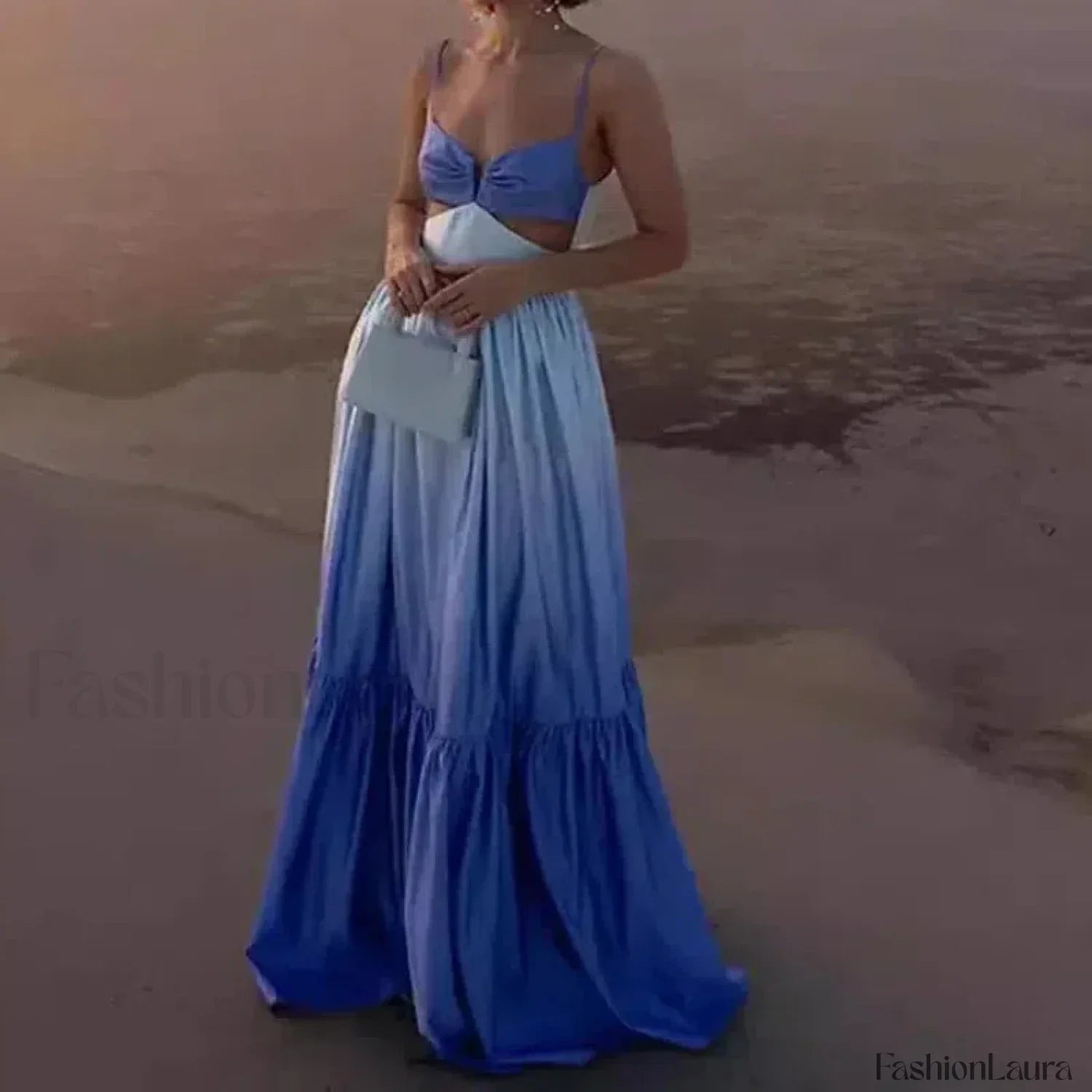 Gradient Sling Print Midi Maxi Dress