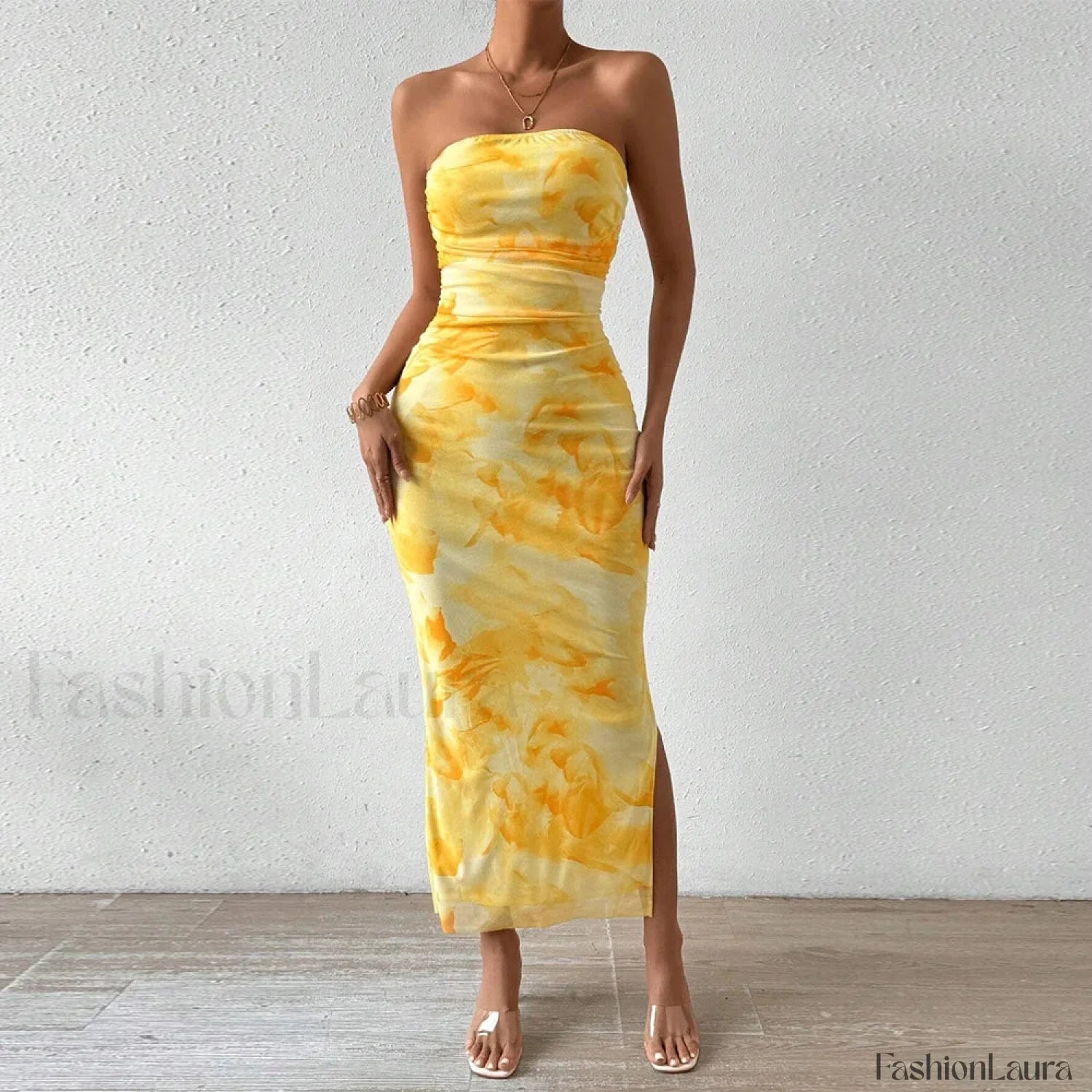 Graphic Off-Shoulder Midi Dress