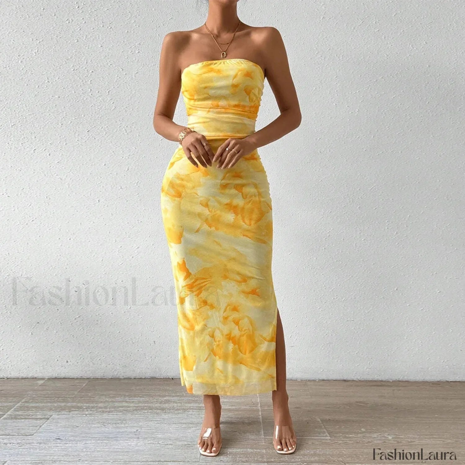 Graphic Off-Shoulder Midi Dress