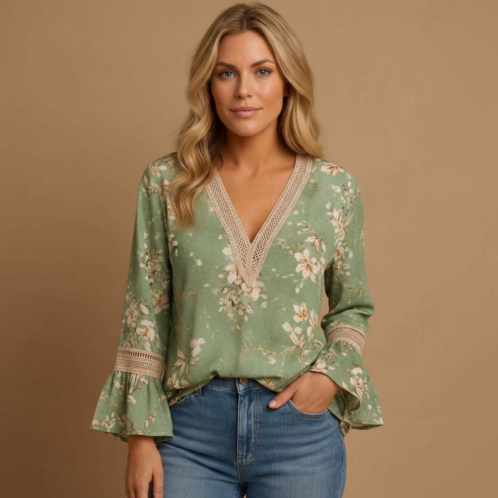 Elegant Ruffled Long Sleeve Blouse with Soft Fabric & Classic Fit - Jamota