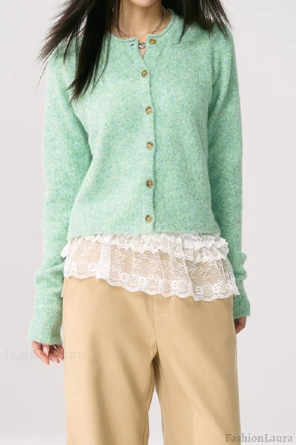 Green Roll Sleeve Cardigan