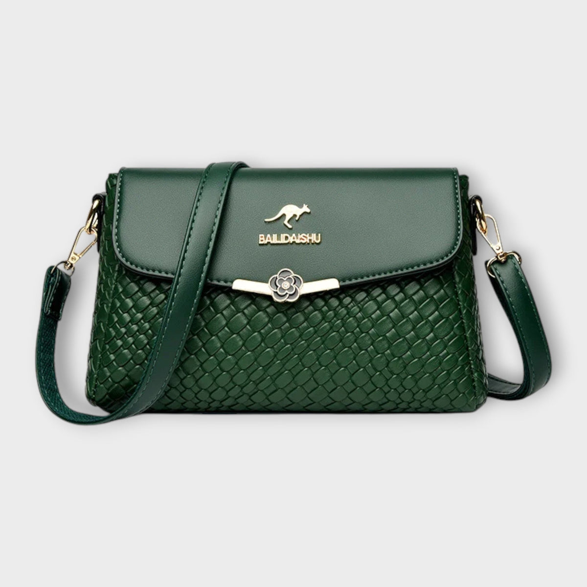 Woven Quilted Flap Crossbody Bag