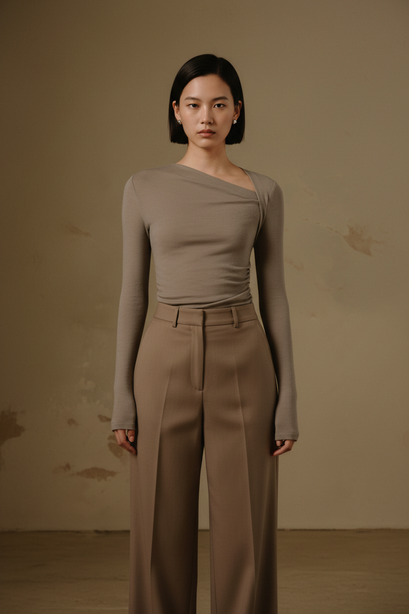 Chic Asymmetrical Women's Top with Elegant Design and Versatile Fit