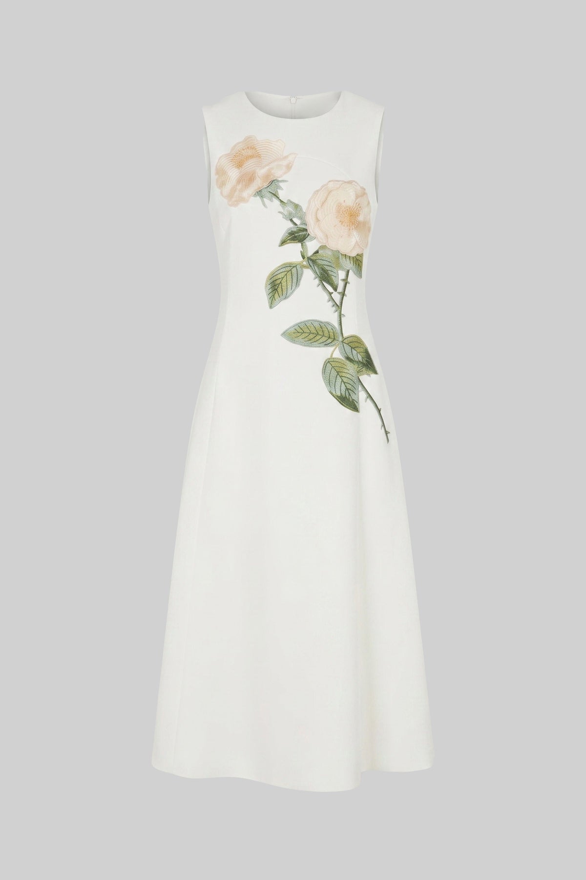 Crew Neck Sleeveless Rose Applique A-Line Midi Dress 5
