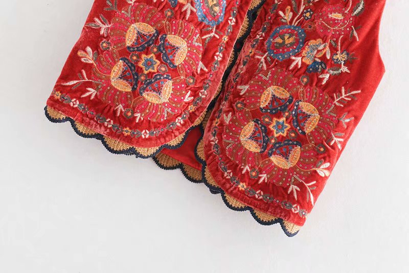 Floral Embroidered Beaded Boho Waistcoat