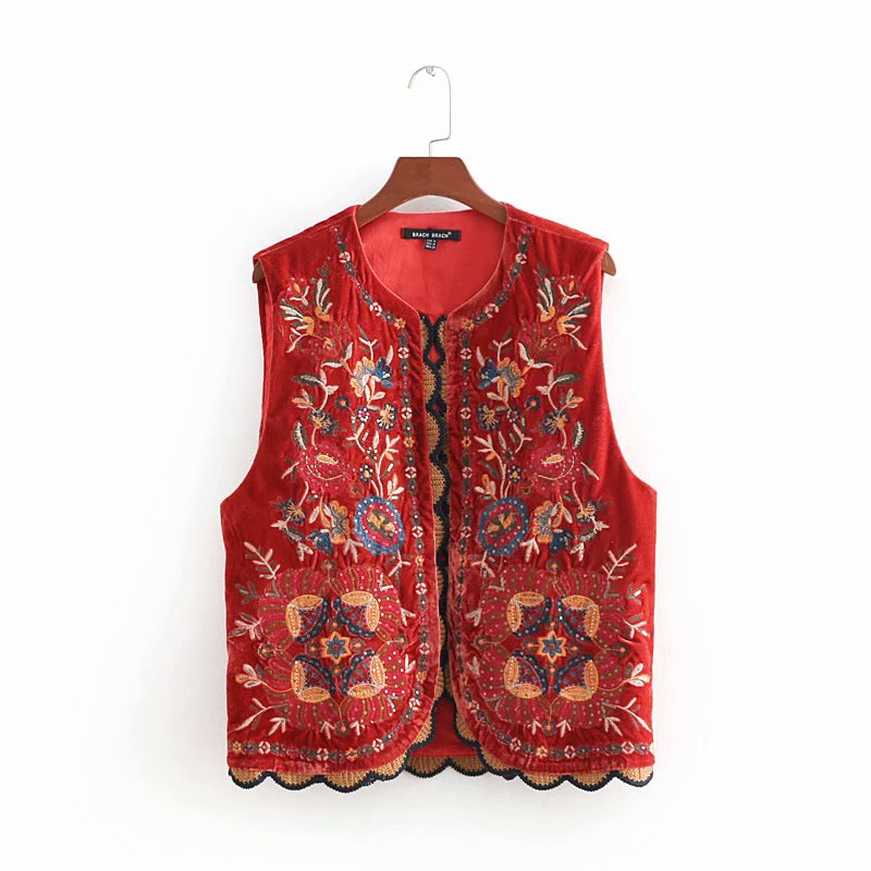 Floral Embroidered Beaded Boho Waistcoat