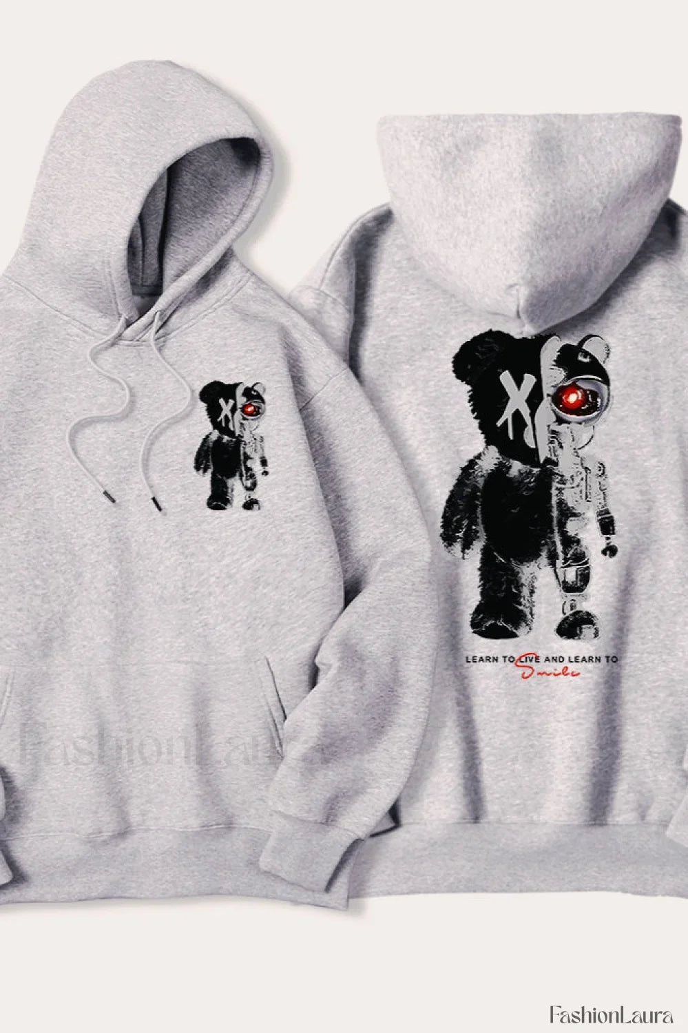 Half Teddy Bear Half Robotic Bear Hoodie