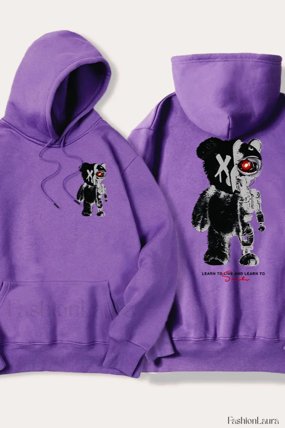 Half Teddy Bear Half Robotic Bear Hoodie