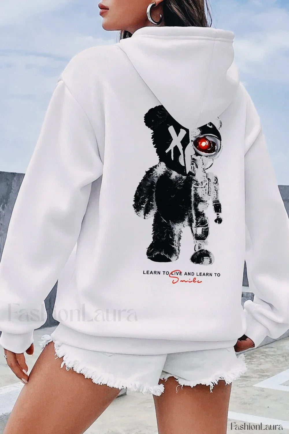 Half Teddy Bear Half Robotic Bear Hoodie