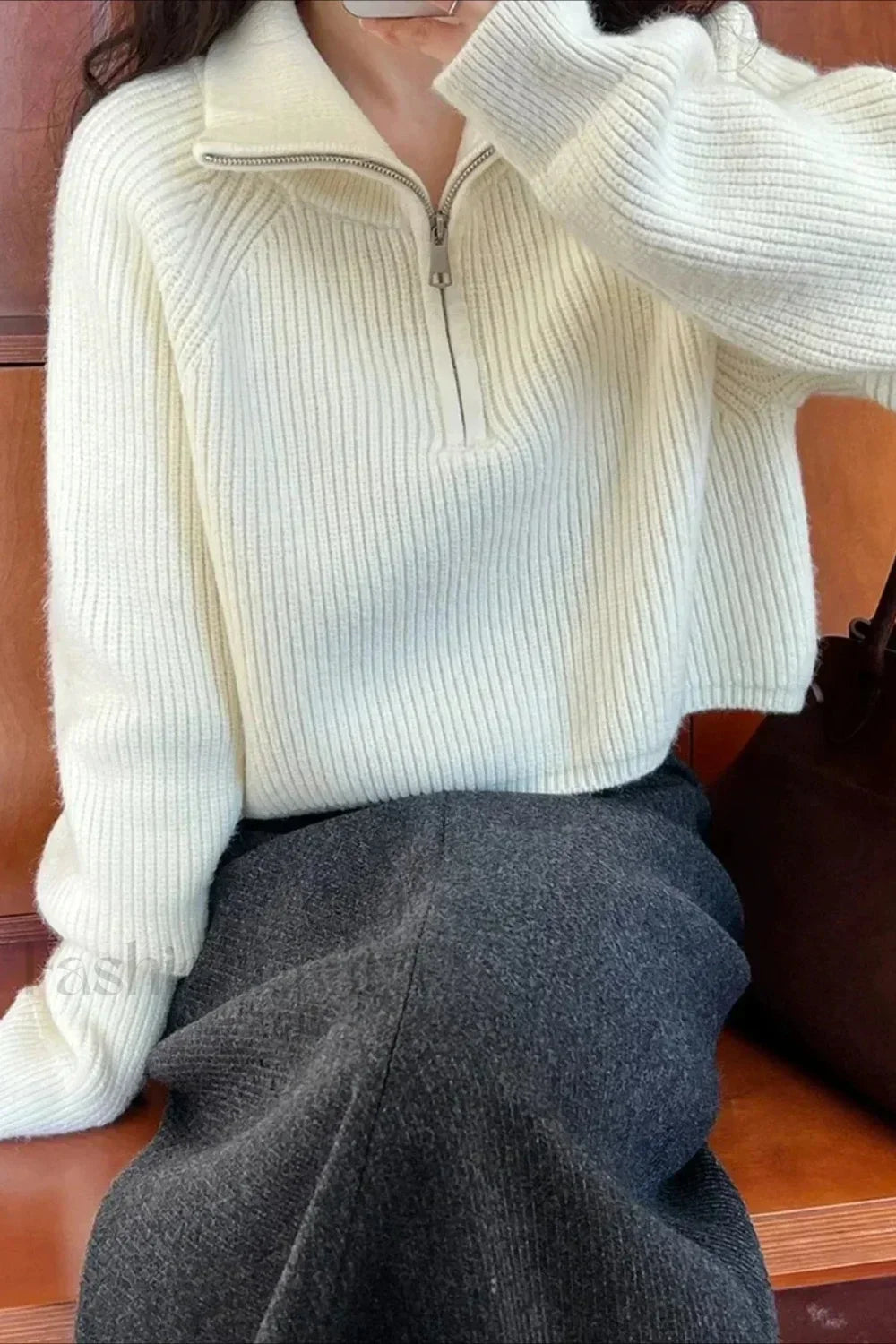 Half Zip Knit Turtleneck Sweater