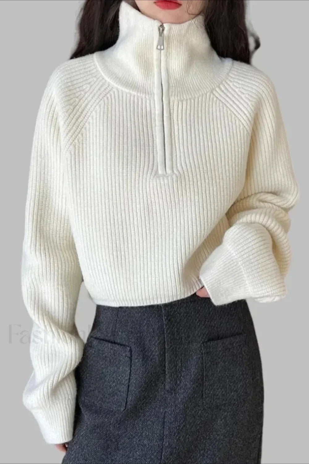 Half Zip Knit Turtleneck Sweater