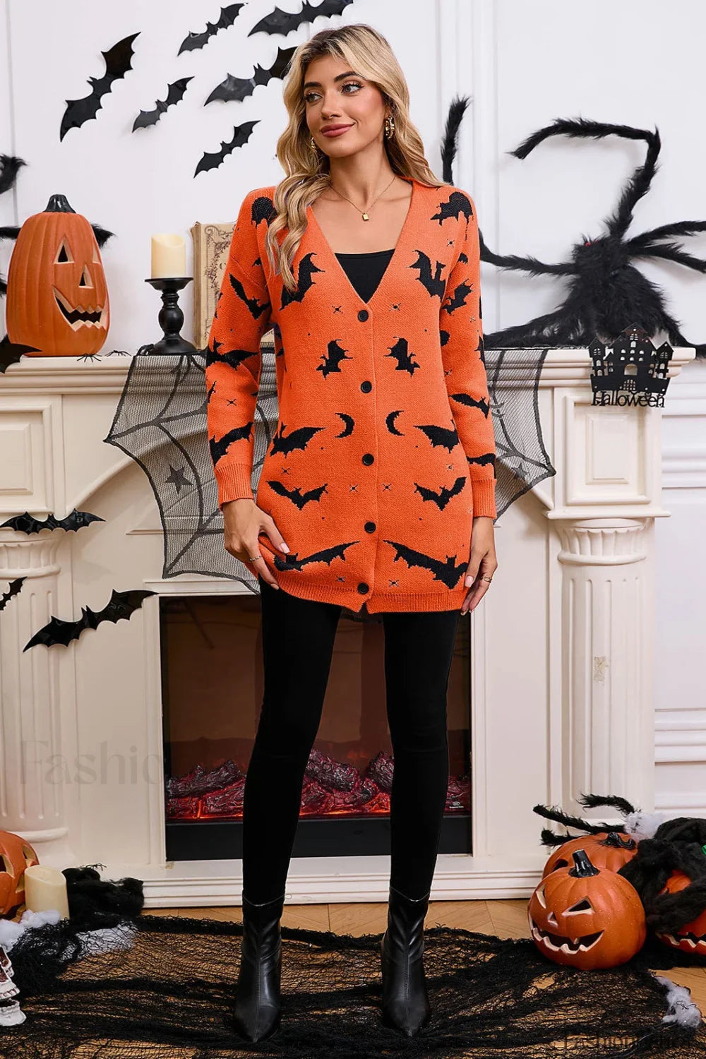 Halloween Bat Jacquard Knit Sweater