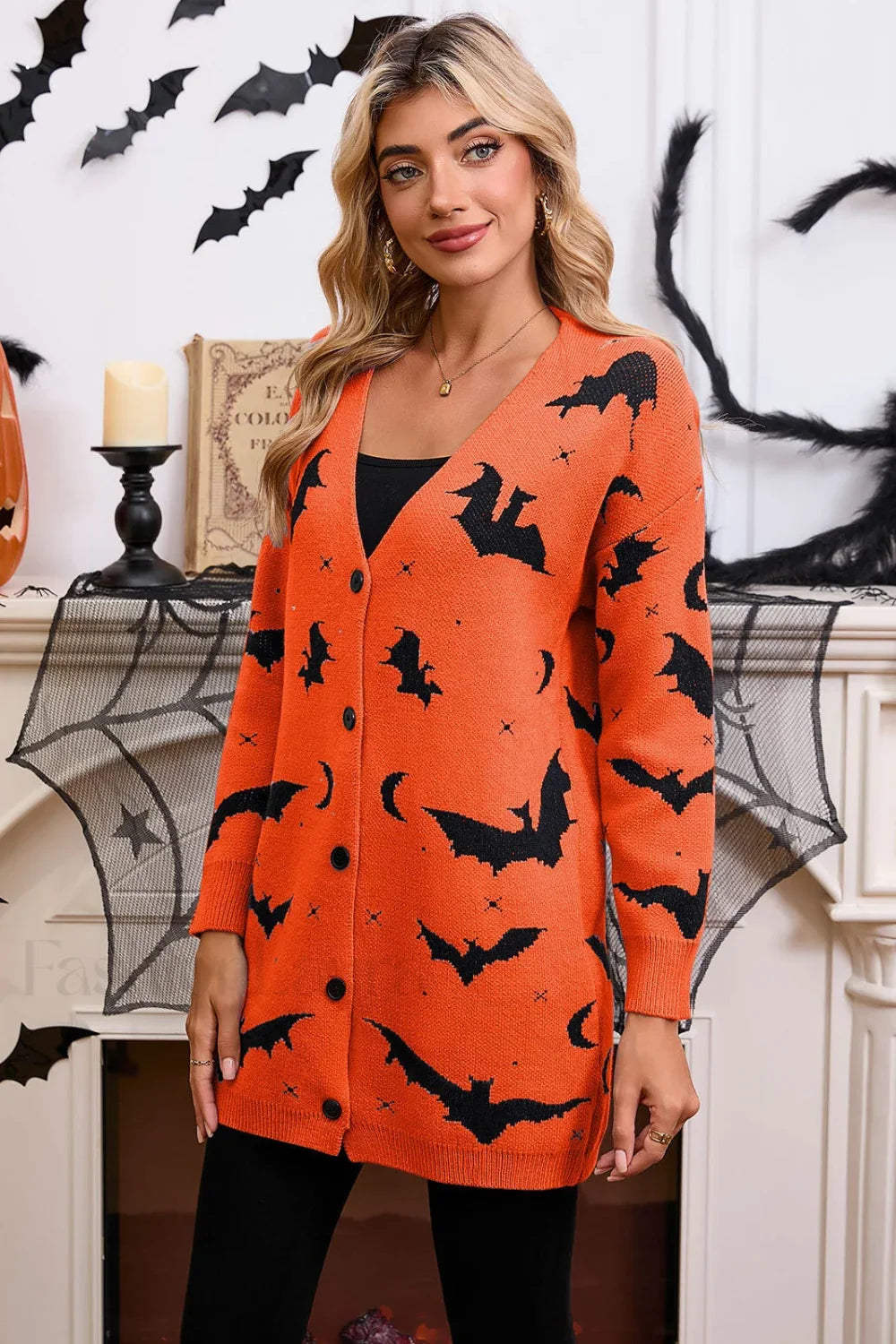Halloween Bat Jacquard Knit Sweater