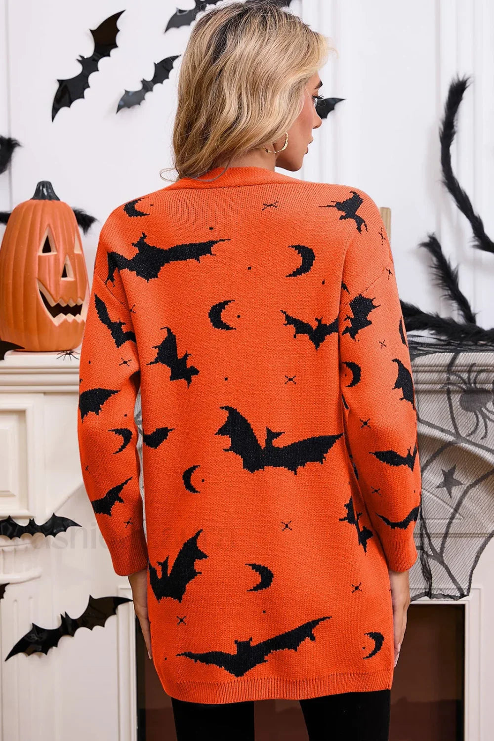 Halloween Bat Jacquard Knit Sweater