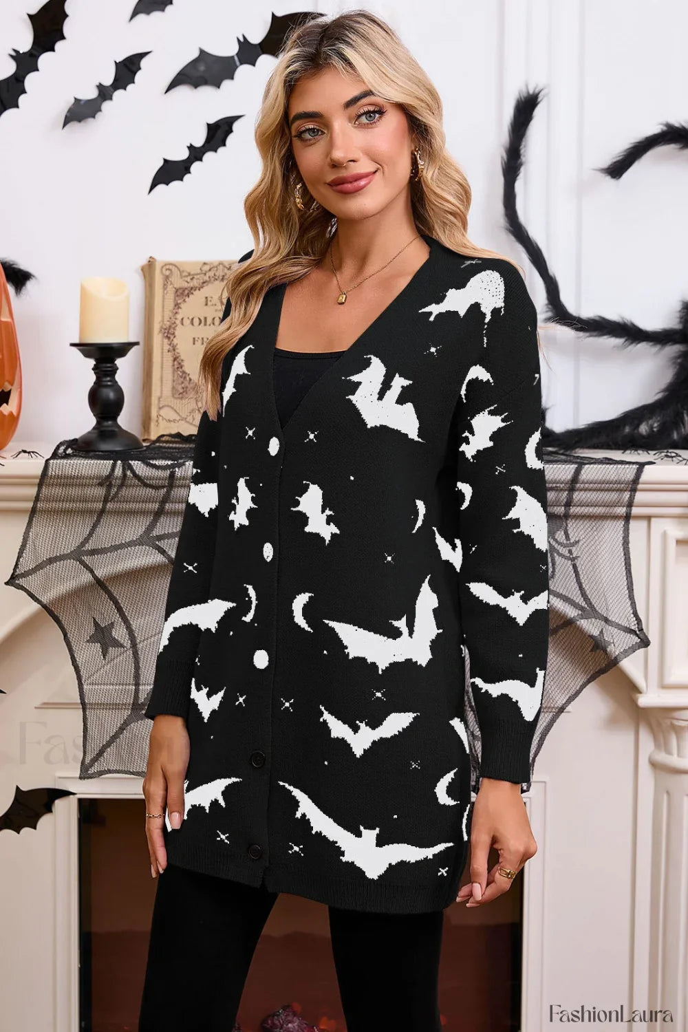 Halloween Bat Jacquard Knit Sweater