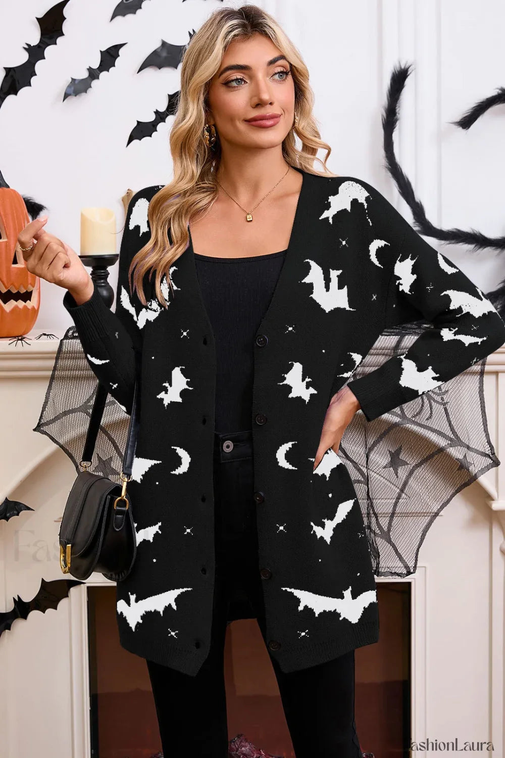 Halloween Bat Jacquard Knit Sweater
