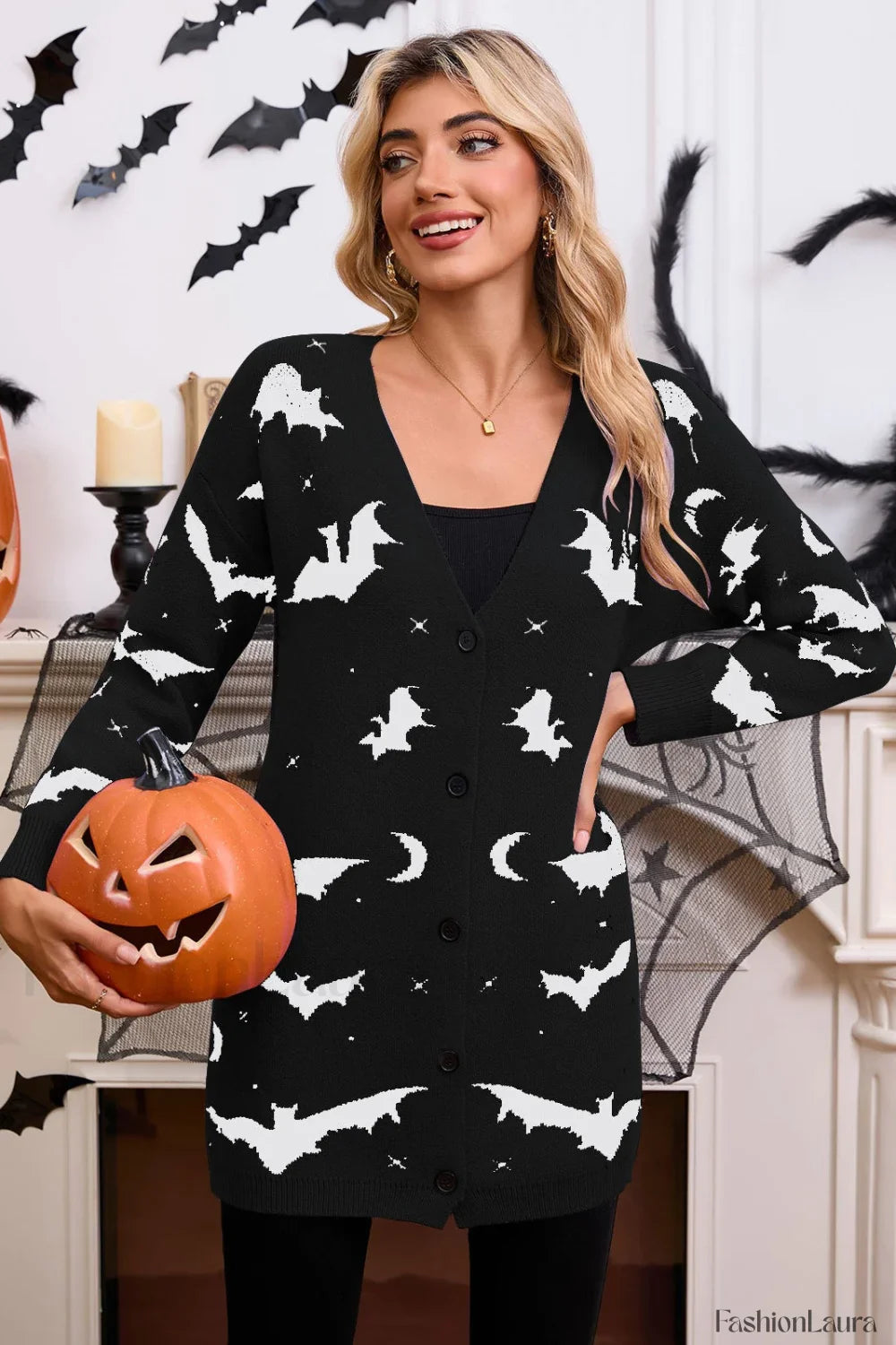 Halloween Bat Jacquard Knit Sweater