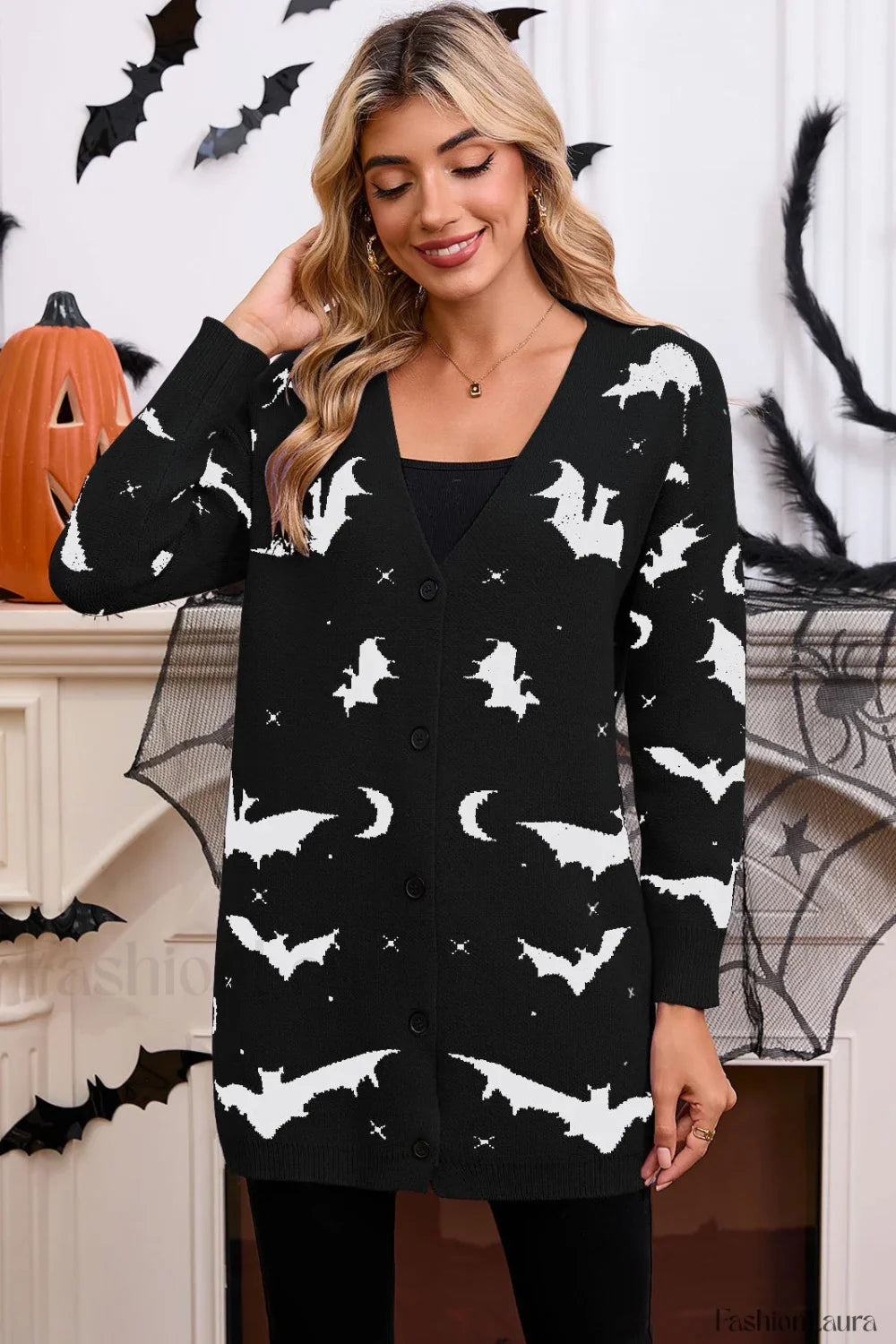 Halloween Bat Jacquard Knit Sweater