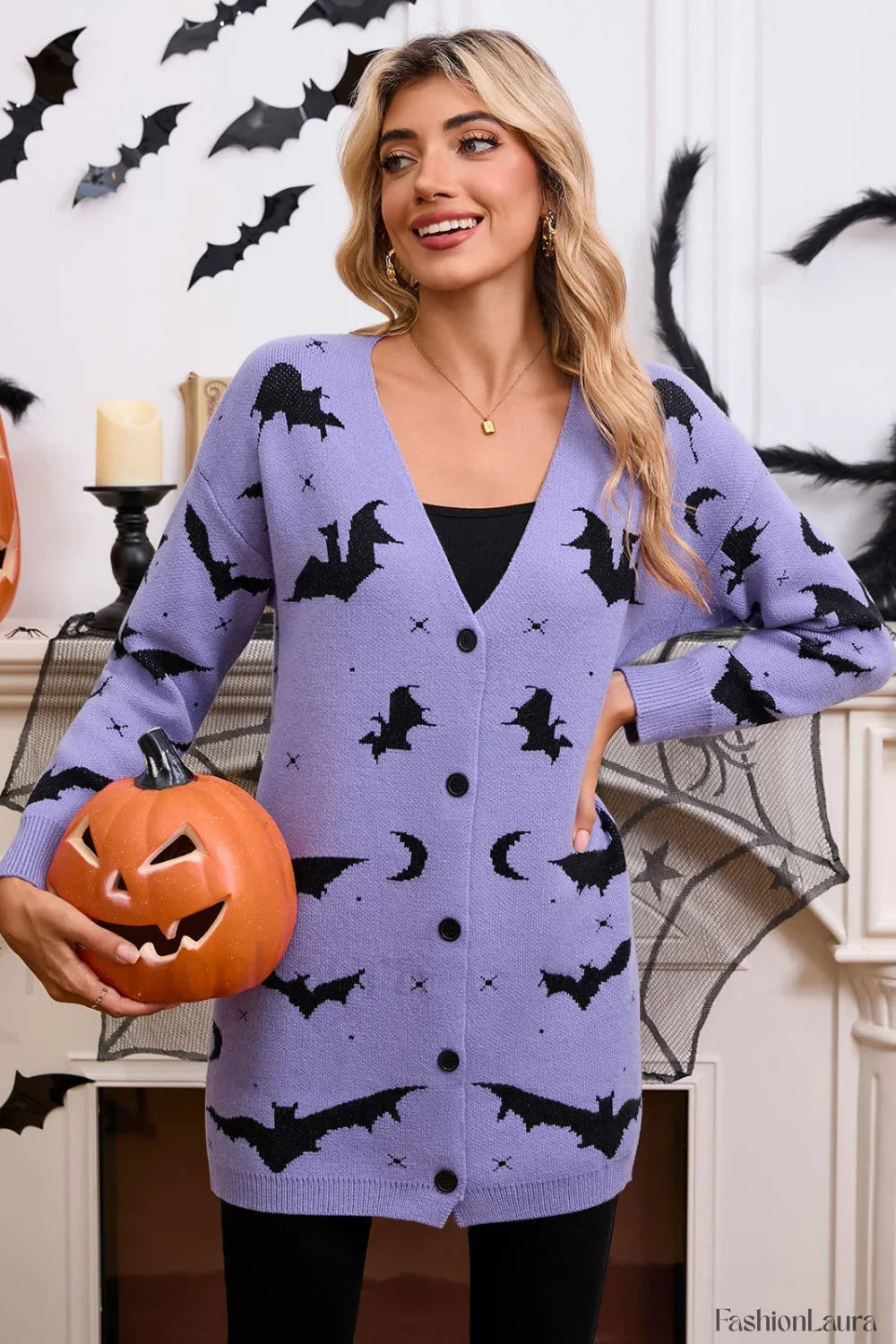 Halloween Bat Jacquard Knit Sweater