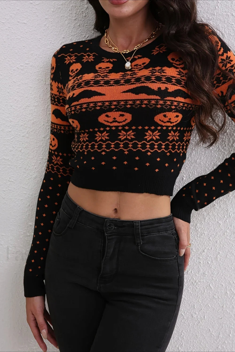 Halloween Jacquard Colorblock Sweater