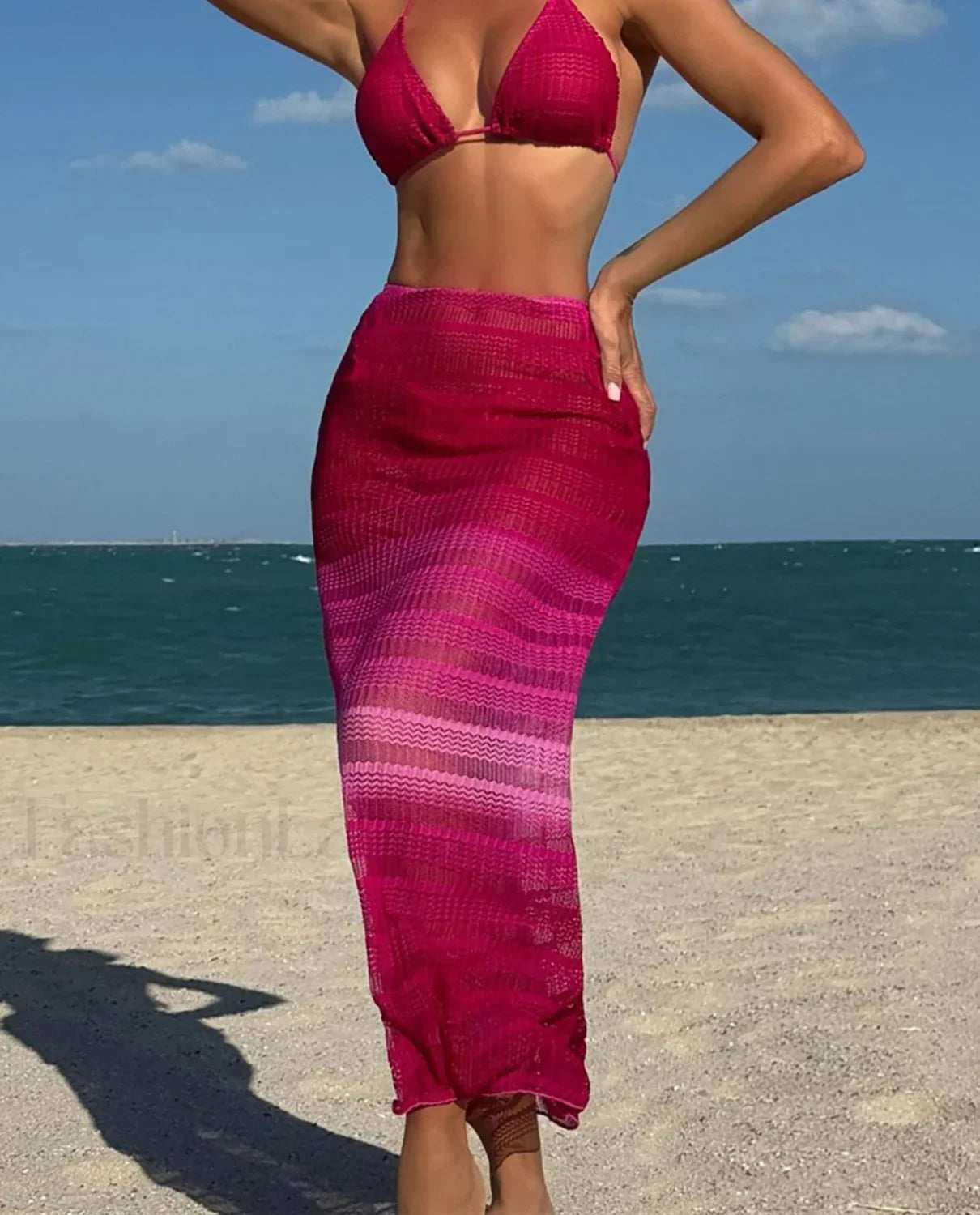 Halter High-Leg Skirt Three Piece Set