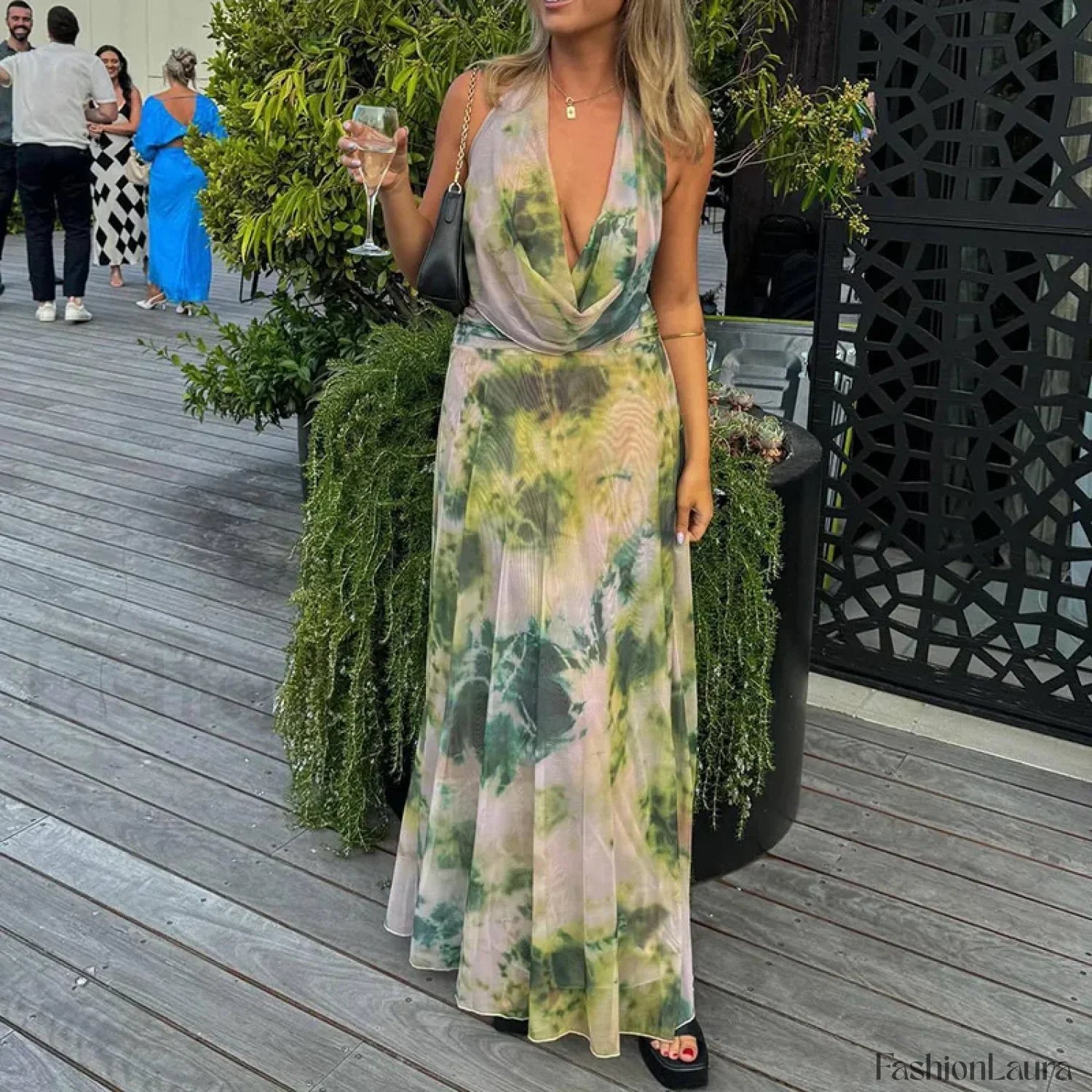 Halter High-Waist Floral Dress