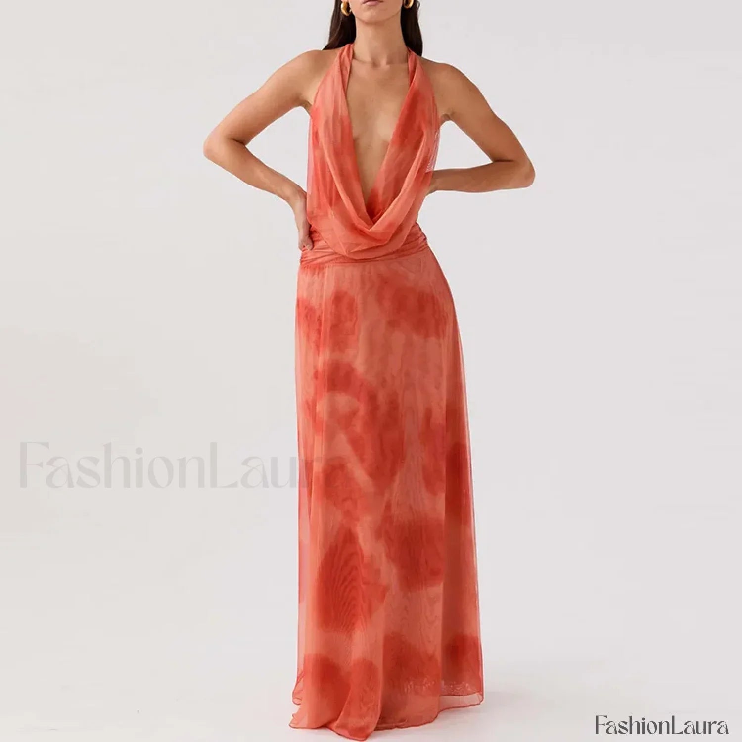 Halter High-Waist Floral Dress