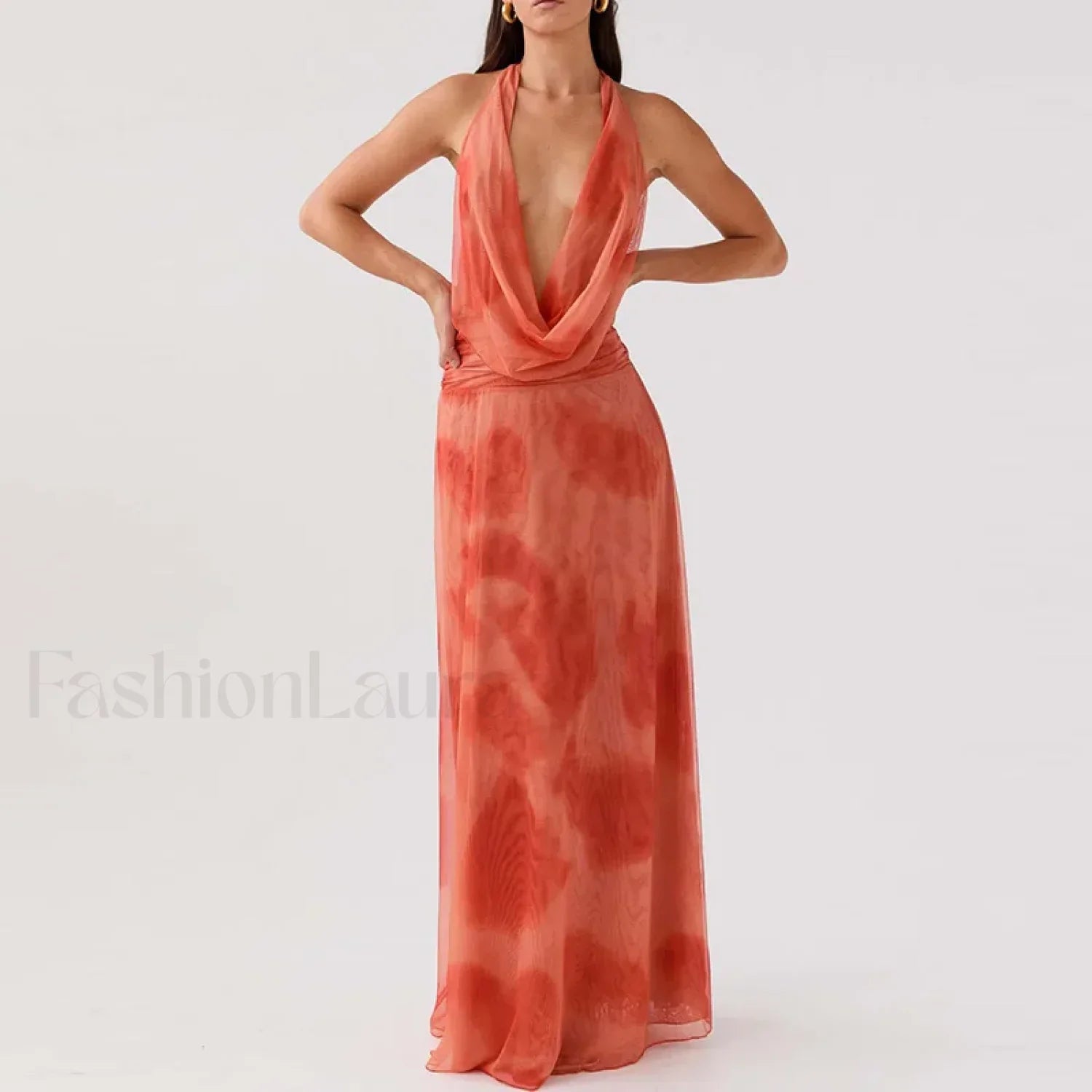 Halter High-Waist Floral Dress