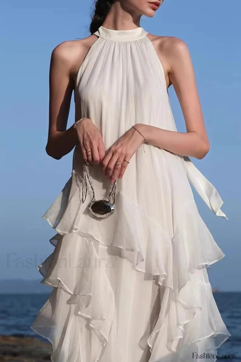 Halter Ruffled Vacation Maxi Dress