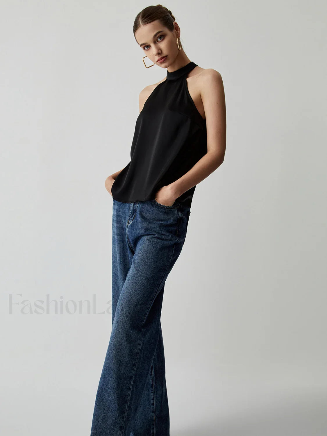 Halter Satin Graceful Tank Top