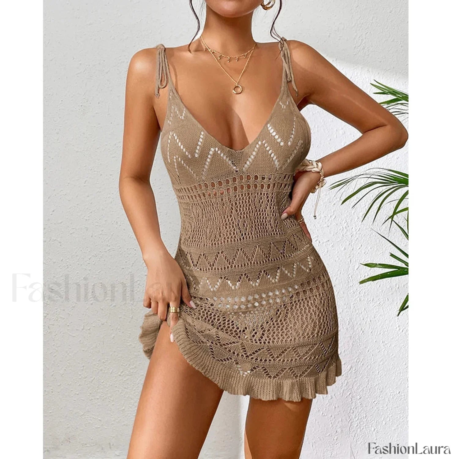 Halter Tight Knit Short Cover Up