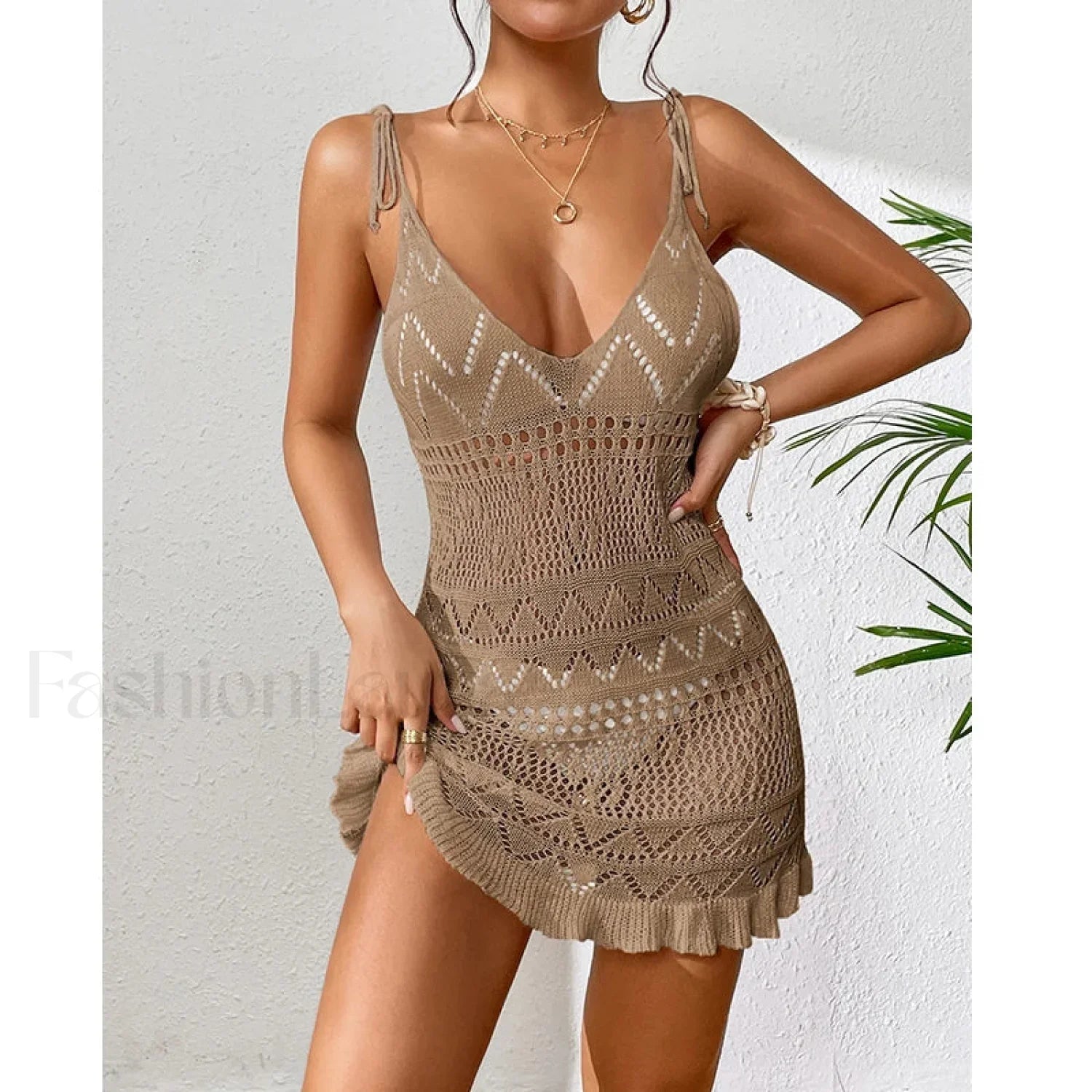 Halter Tight Knit Short Cover Up