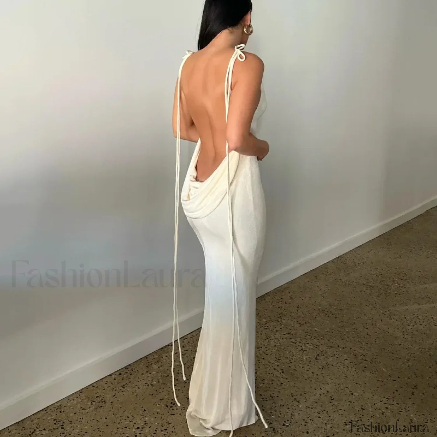 Halter Wrap Open Back Maxi Dress