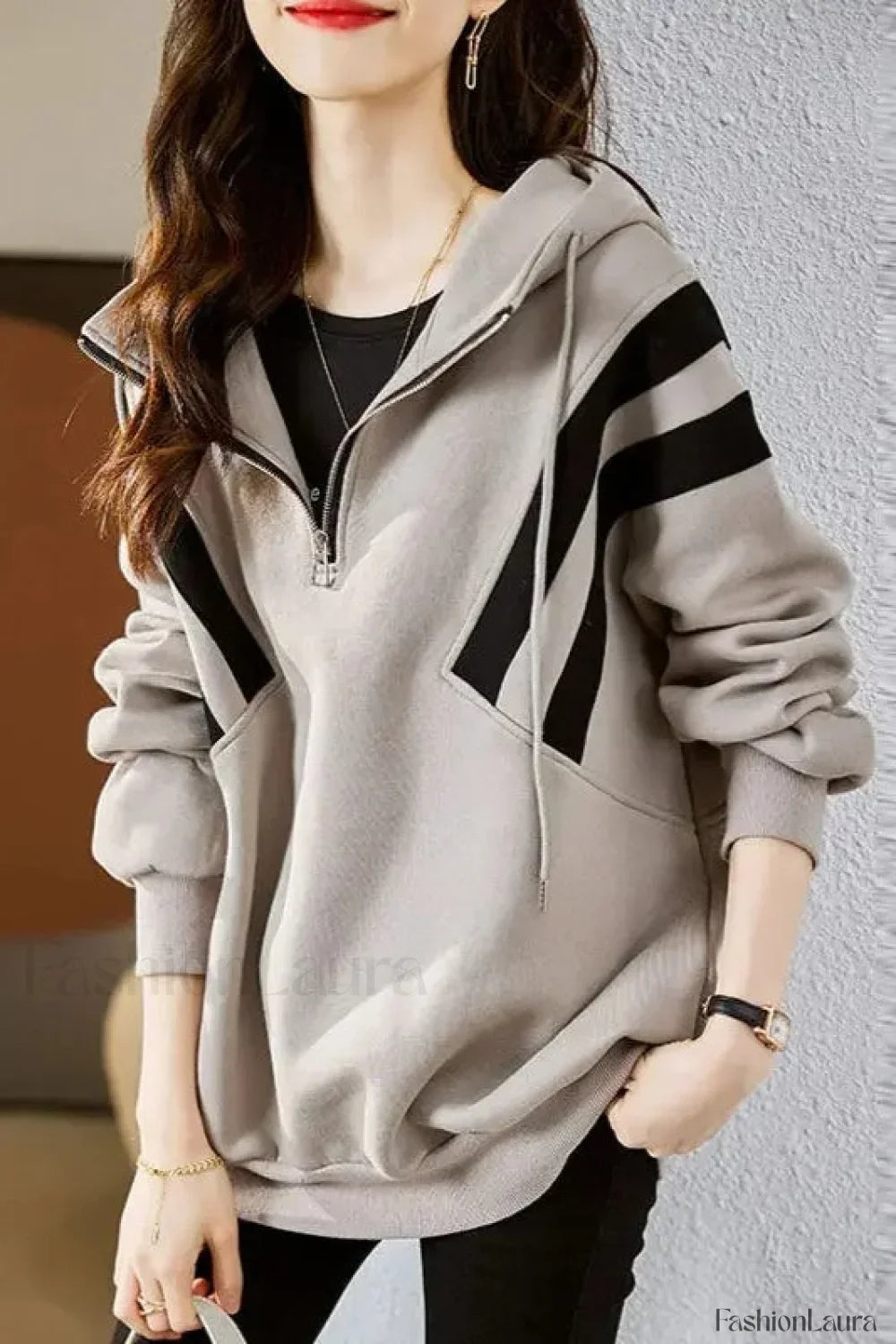 Harajuku Inspired Loose Striped Hoodie