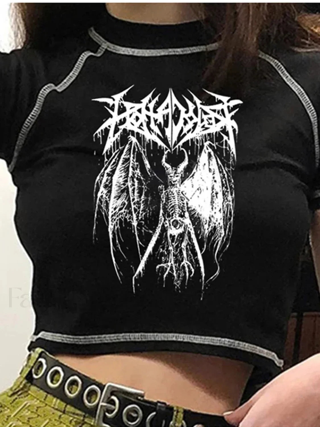 Harajuku Retro Demon Punk Gothic Crop Top Black / S