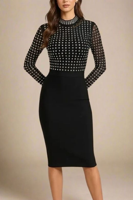 Hazel Long Sleeve Bodycon Dress - Classic Black