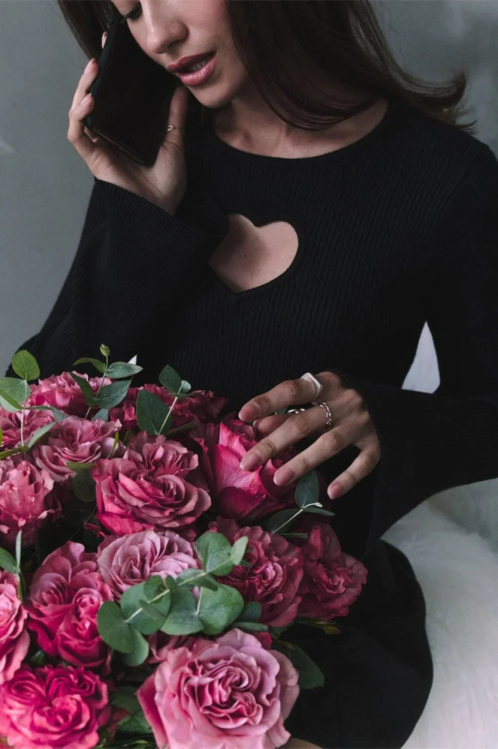 Heart Cutout Slim Fit Knit Sweater