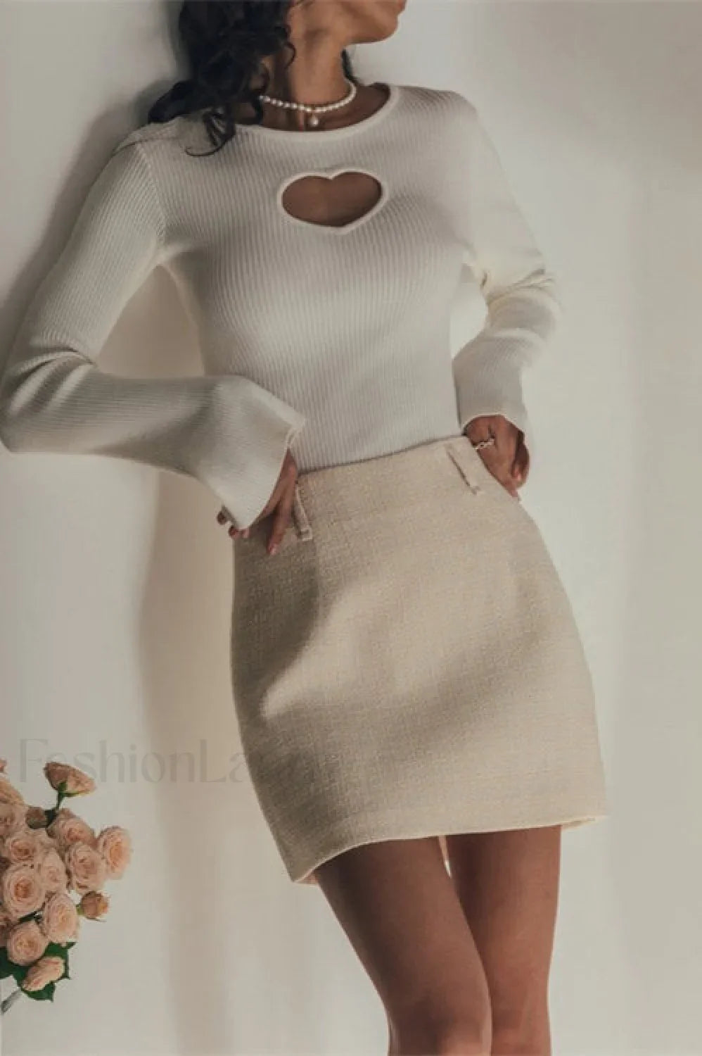 Heart Cutout Slim Fit Knit Sweater