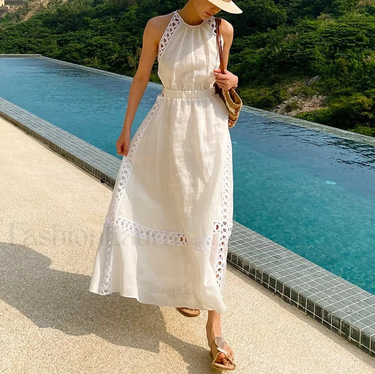 Heart-Shaped Halter Boho Dress